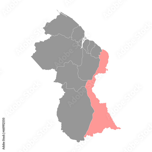 East Berbice Corentyne region map  administrative division of Guyana. Vector illustration.