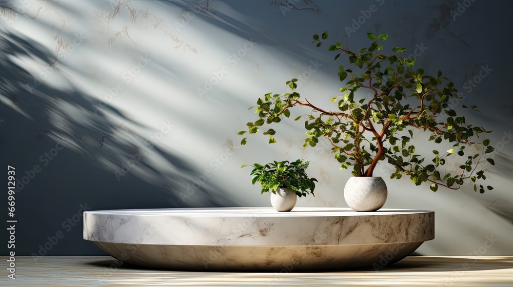 White Marble Table with Tree Shadow on Concrete Wall Texture Background, Suitable for Product Presentation Backdrop, Display, and Mock up. Background with shadow. Generative AI White Marble Table with Tree Shadow on Concrete Wall Texture Background, Suitable for Product Presentation Backdrop, Display, and Mock up. Background with shadow. Generative AI