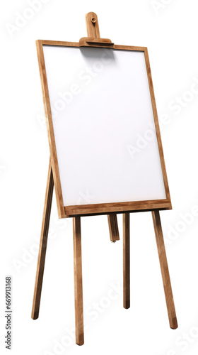 Easel sign mockup, white board, welcome sign isolated on transparent background, Generative ai.