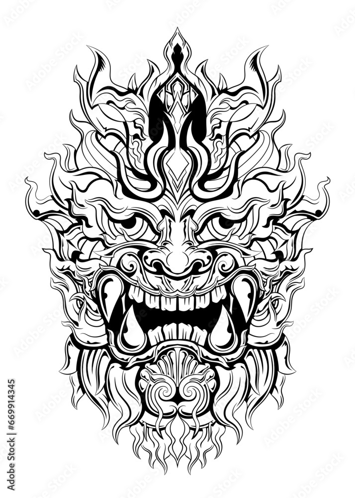 Devil mask with hand drawn style free vector premium