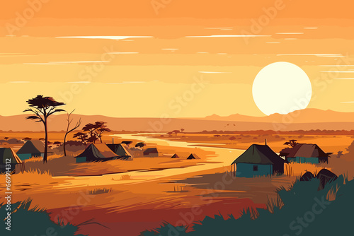 Mozambique flat art landscape illustration