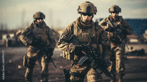 Infantrymen capable of executing precision missions with efficiency. Modern infantrymen armed with state-of-art weaponry allows to carry out precision missions with high degree of accuracy. Patrol