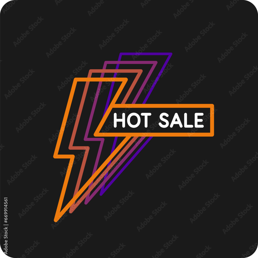 Linear shortcut icon for sale on a dark background. Vector illustration.