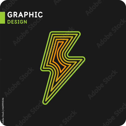The energy designation icon. The picture represents electricity, voltage. Icon of lightning, thunder.