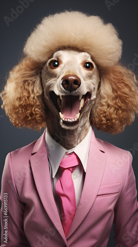 Poodle Businesswoman laughing at the camera © Hassan