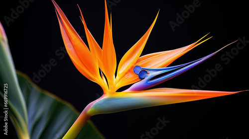 bird of paradise flower isolate on black background © Tida