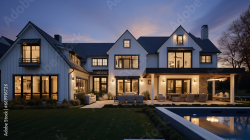 Beautiful modern farmhouse style luxury home exterior