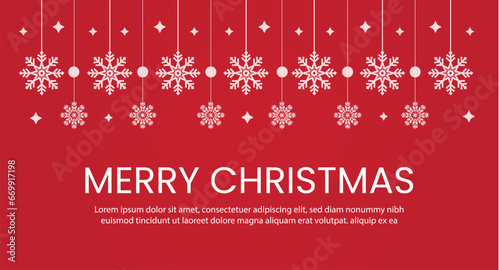 Red Christmas seamless pattern with snowflakes. Snowflake background