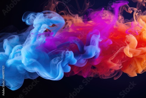 Colorful smoke isolated on black background. Abstract background for design, multicolored smoke, AI Generated