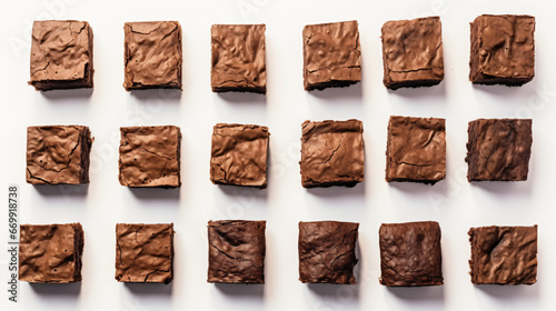 Set of chocolate brownie pieces