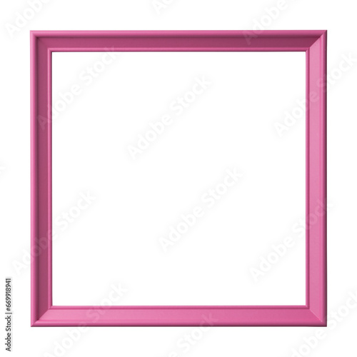 Pink blank picture frame, realistic horizontal picture frame. Empty white picture frame, mockup template isolated on white background.