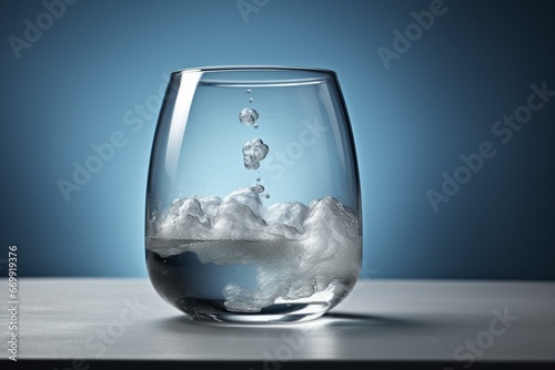 A water-filled glass with a floating cloud. Generative AI