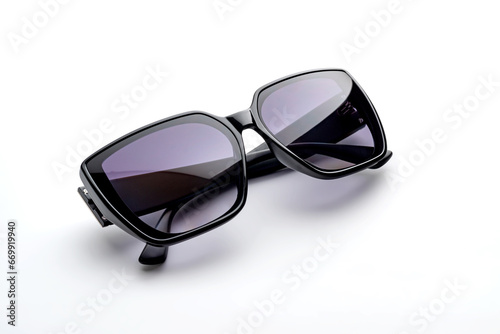 Fashionable sunglasses for women. black glass. square shape. on white isolated background. Trendy accessory for summer, mockup design