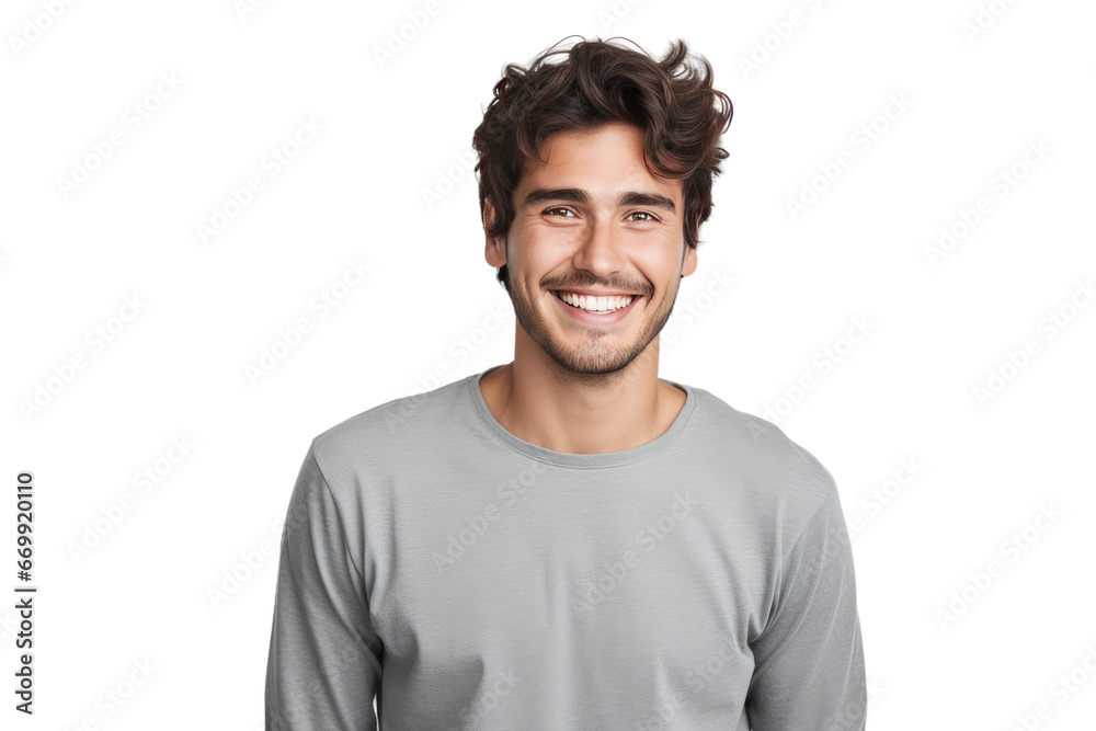 Positive Expression Handsome Man Isolated on Transparent Background - obrazy, fototapety, plakaty 