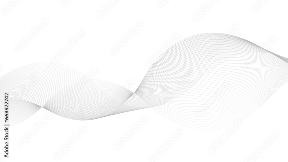 Wave line background with smooth shape. Beautiful wavy line on a white background. Horizontal banner template. Abstract wave element on gray background, vector, illustration.