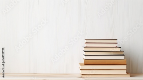 Books stack with copy space isolated on a white background. AI generated image