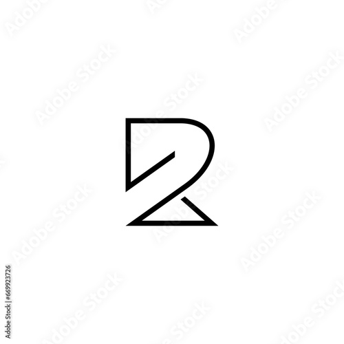 modern line R logo design with line style in black color