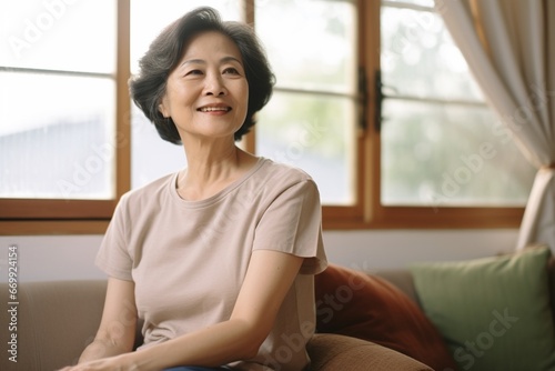 Portrait of beautiful senior woman in the living room at home. Free Download Portrait of beautiful senior woman in the living room at home. - GFXLoad