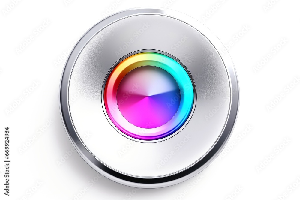 Abstract high tech multicolor button on white background