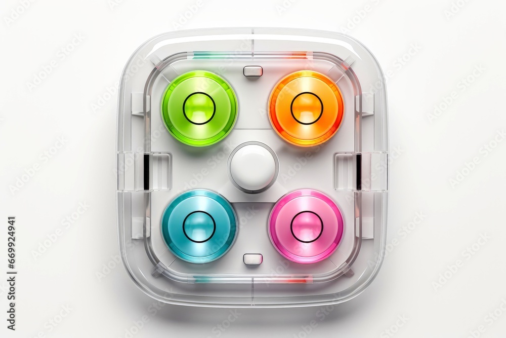 Fototapeta premium Abstract high tech multicolor button on white background