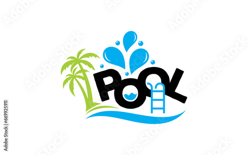 Illustration vector graphic of swimming pool cleaning service logo vector template