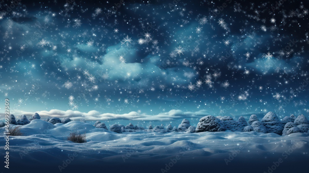 sky with stars and clouds and snow