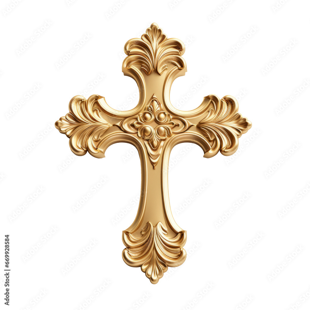 Gold cross. Isolated element on transparent background. AI generative ...