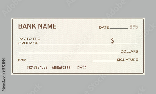 blank bank check. blank cheque checkbook illustration vector eps template