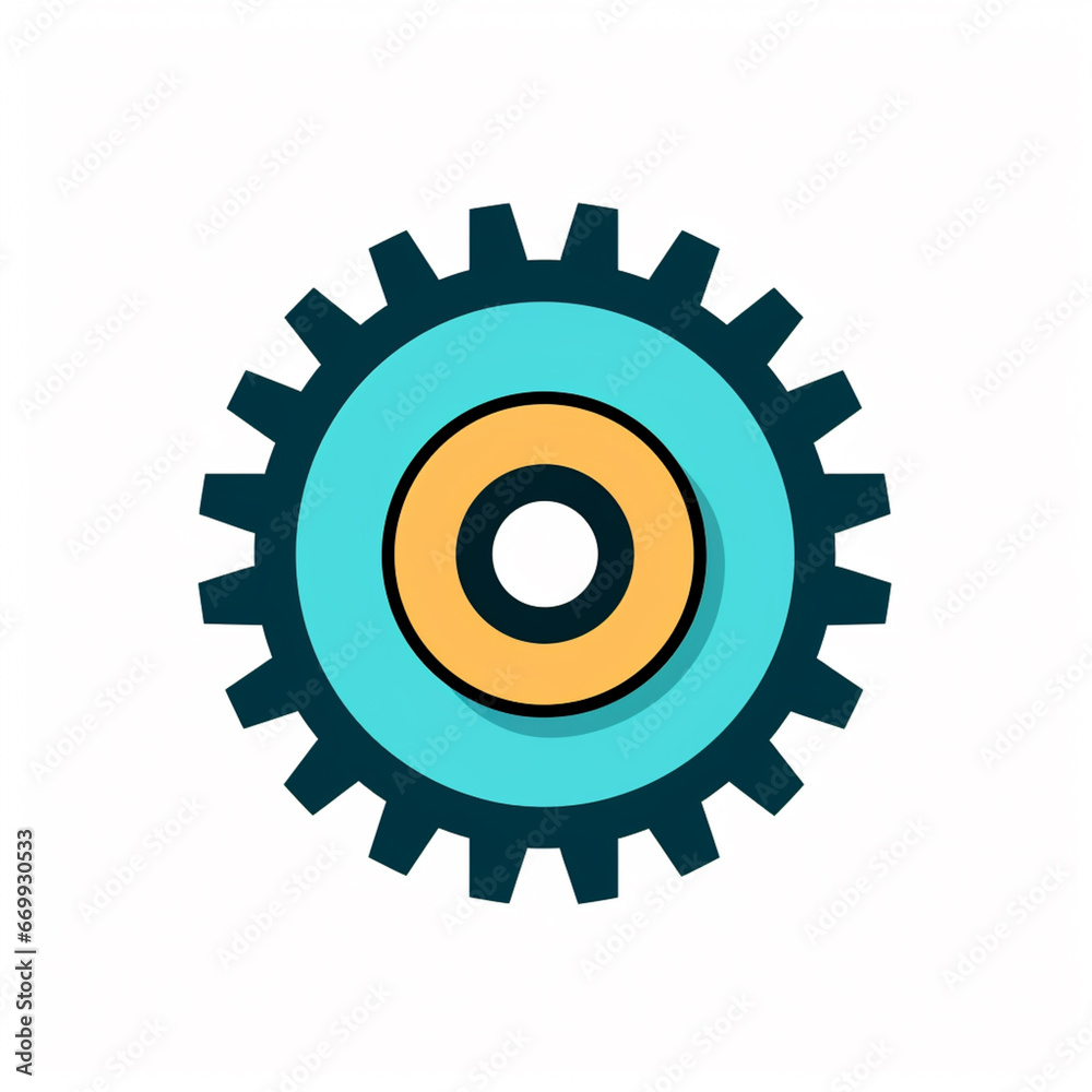 Gear icon. Flat icon. Generative AI Gear icon. Flat icon. Generative AI