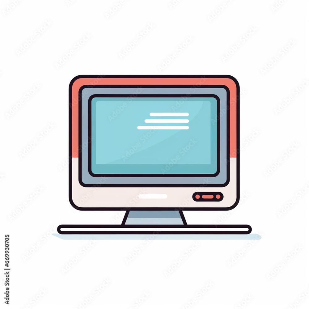 Computer icon. Flat icon. Generative AI Computer icon. Flat icon. Generative AI