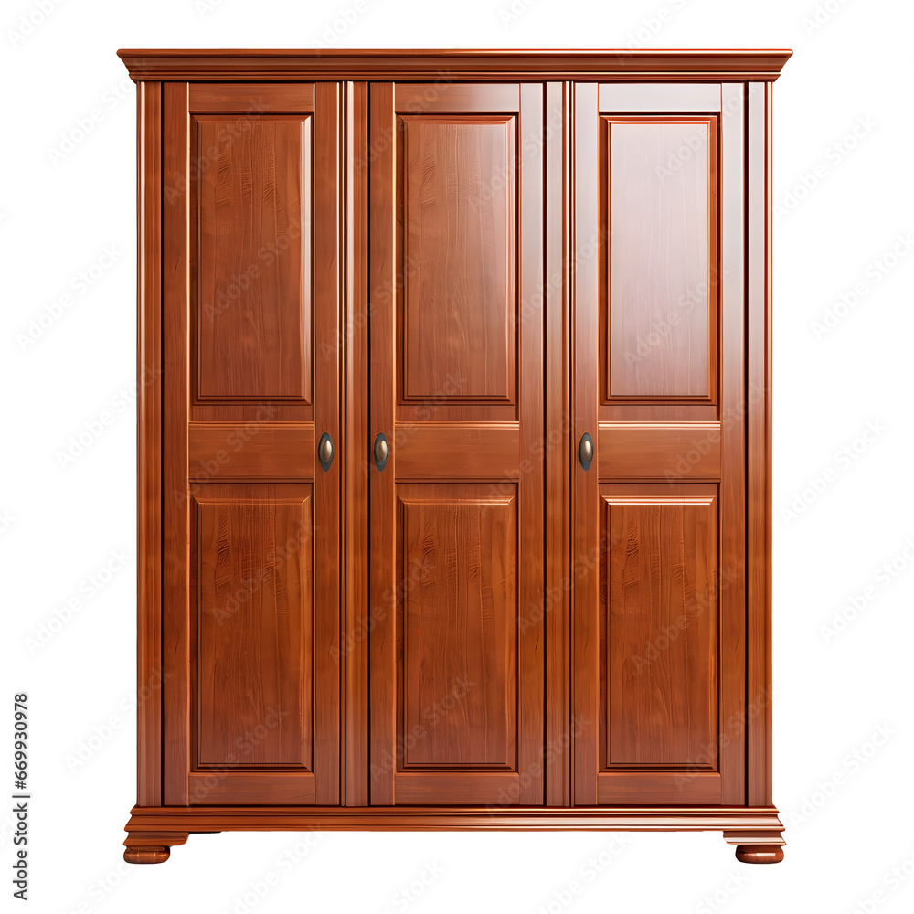 Three Door Wooden Cabinet Front Facing Elegance