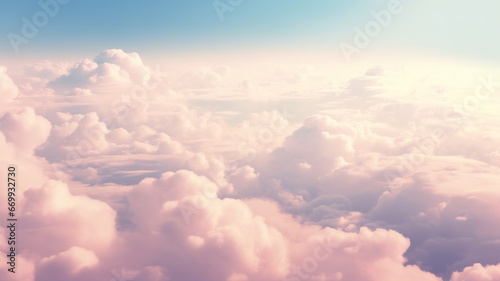 Pink blue clouds at sunset  cloudy air  flying in the sky  landscape sky at dawn. 3d render