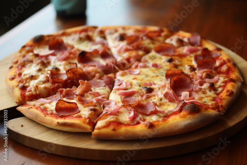 Delicious ham pizza generative AI