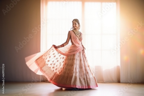 beautiful indian bride in a red designer lehenga photography photo