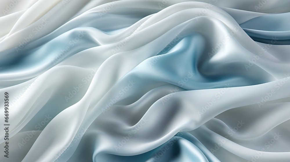 Fototapeta premium Elegant white and light blue silk background. Luxurious wedding concept. Generative AI