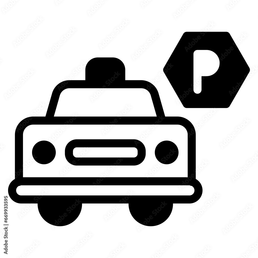 taxi car transportation with parking board dualtone icon