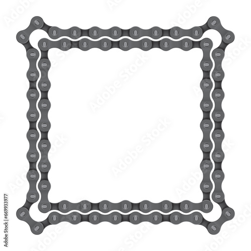 Vector template double square frame of realistic bicycle chain. Isolated on white background