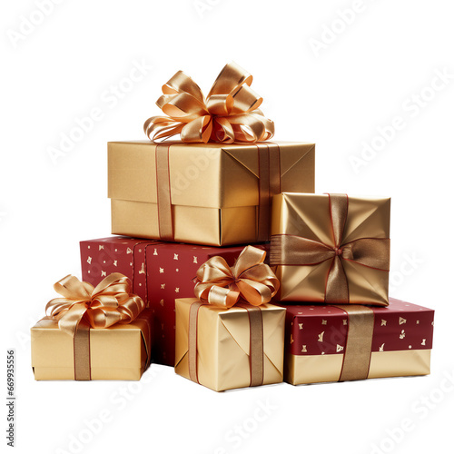 Christmas Gifts, for Happy New Year on transparent png. Ai generative.