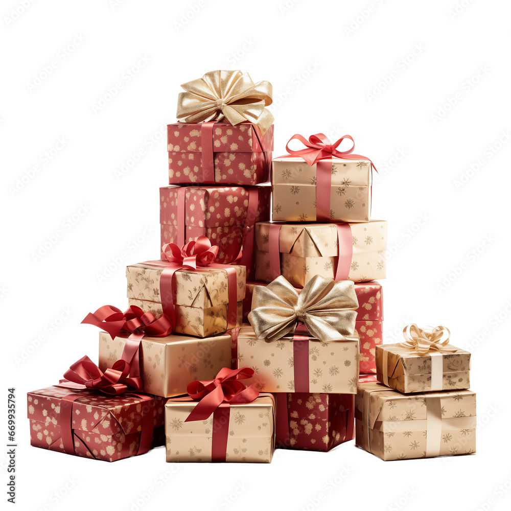 Fototapeta premium Christmas Gifts, for Happy New Year on transparent png. Ai generative.