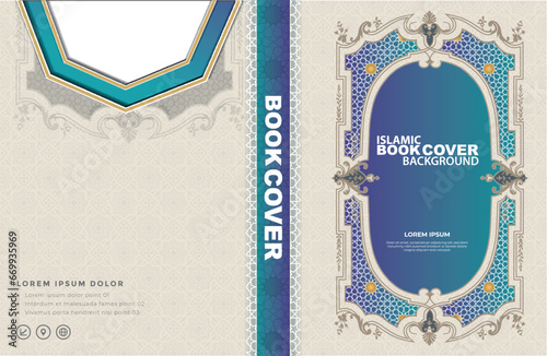 Arabic Islamic Style Book Cover Design with Arabic Pattern and Ornaments
