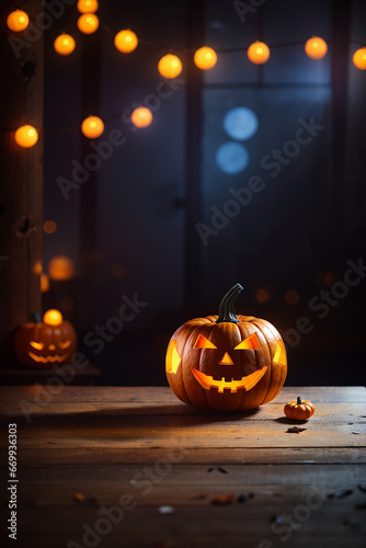 halloween blured background empty table 