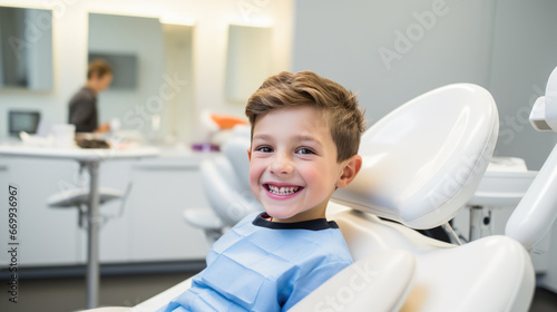 Smiling small child at a dental clinic appointment