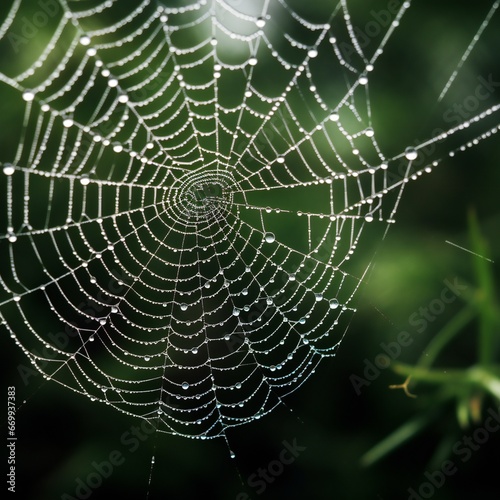 White beautiful spider web outside close up