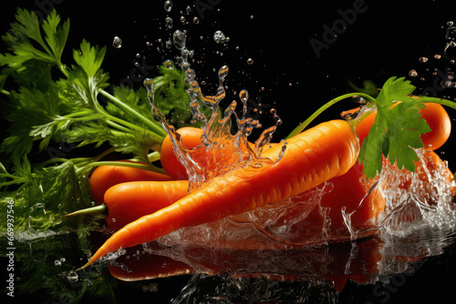 Fresh Carrots with a Splash of Water photo