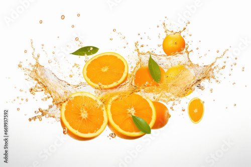 Fresh orange fruit with a Splash of Water
