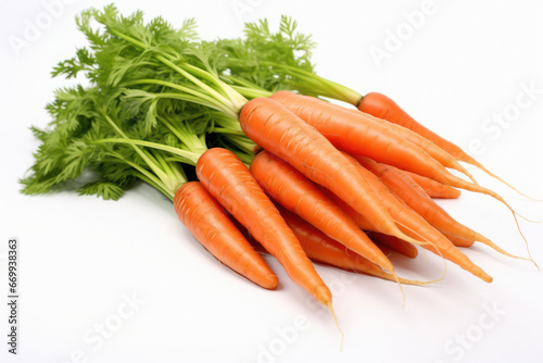 a bundle of fresh carrots with leafs