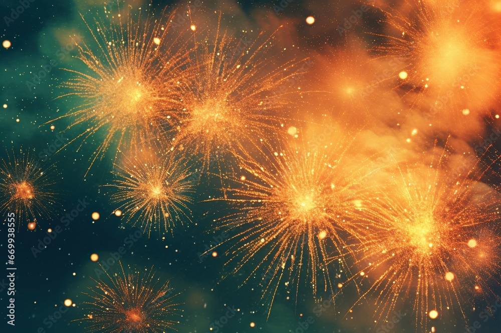 Fototapeta premium Flowering background illustration of fireworks or fireworks celebrated in New Year and festivals around the world.