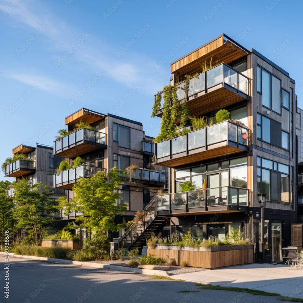 apartment units above a suburban strip mall. the building only has four