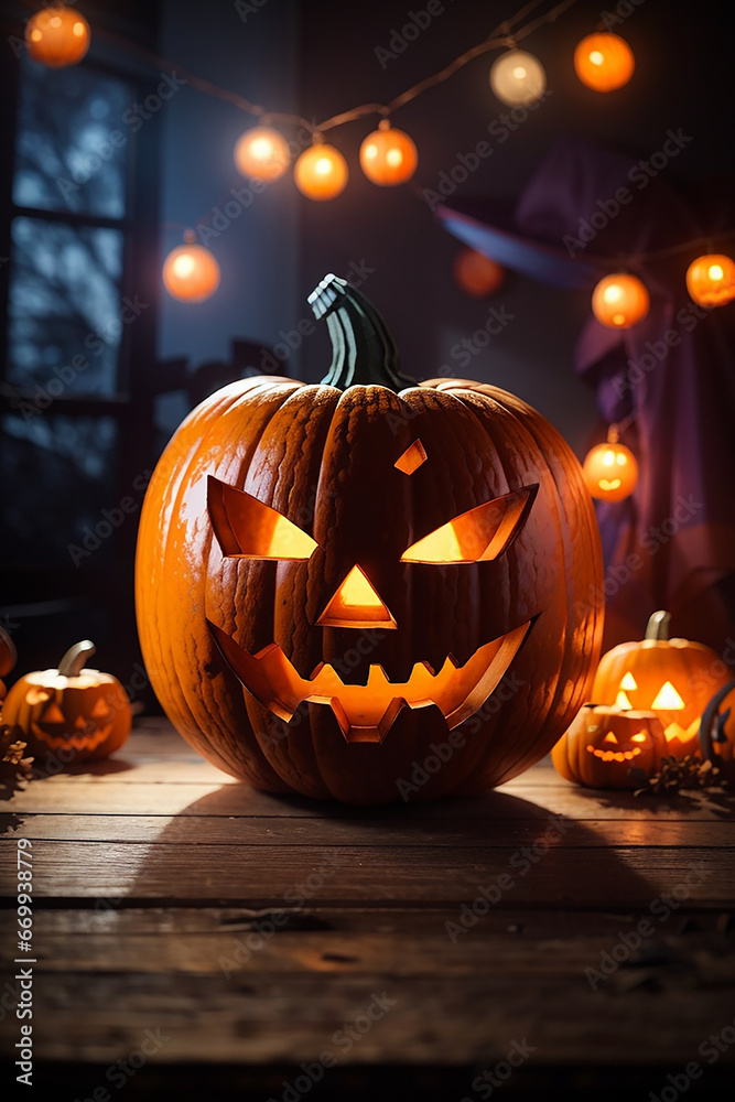 halloween blured background empty table 