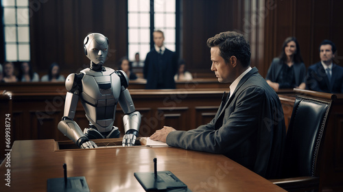 Robot lawyer in a trial photo